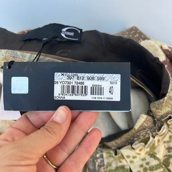 Vintage Roberto Cavalli Y2K Wool Patchwork Pleated Midi Skirt 40 Size 6 - Picture 12 of 16